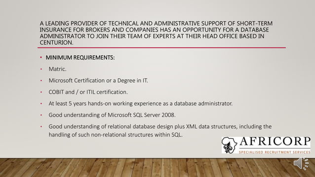SQL DATABASE ADMINISTRATOR | PPT