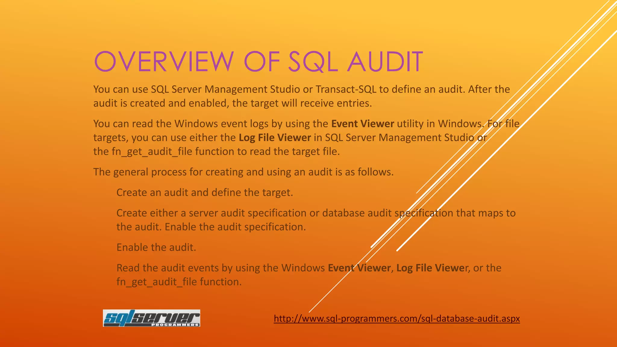 Sql database audit | PPT