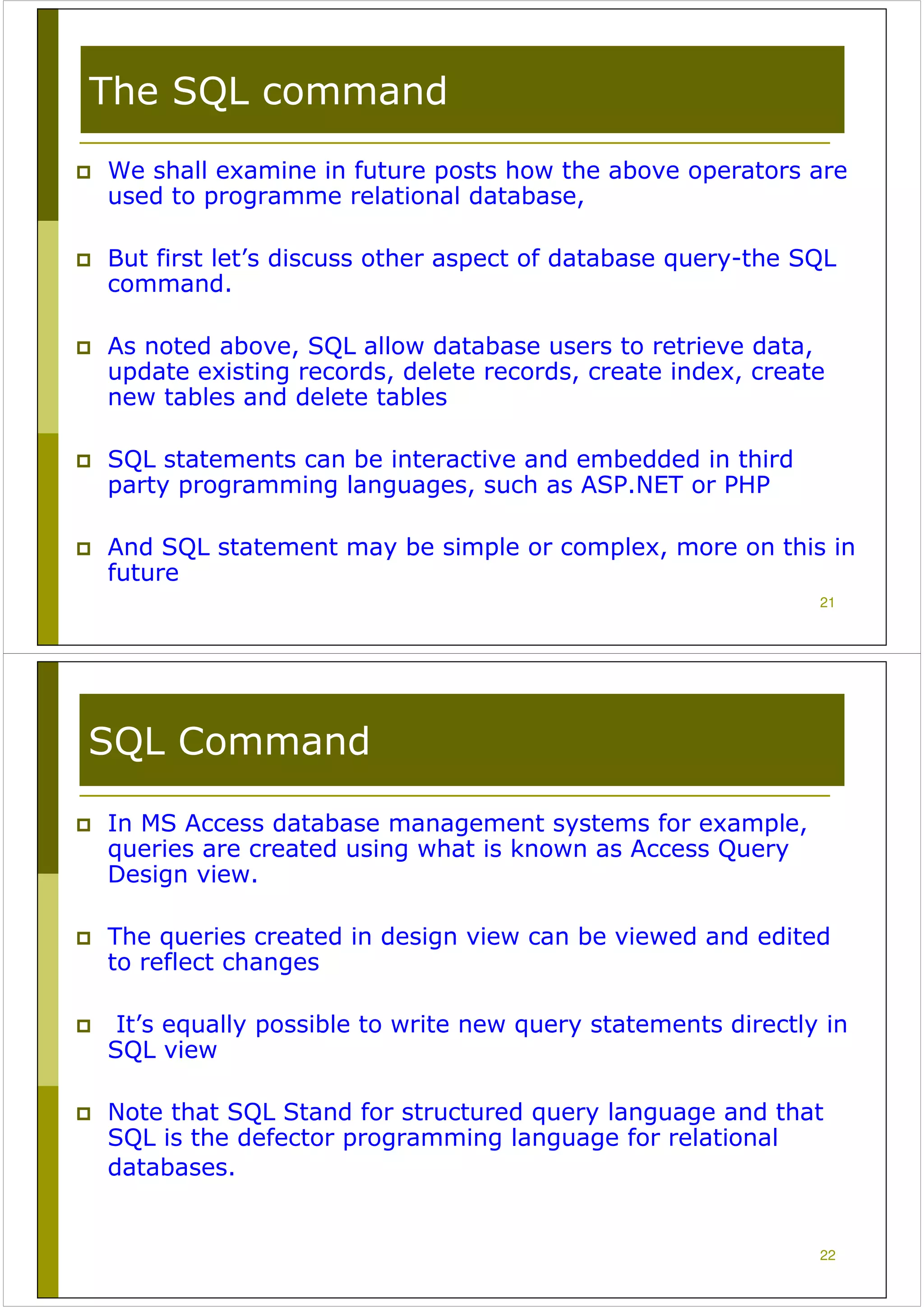 Introduction to the Structured Query Language SQL | PDF