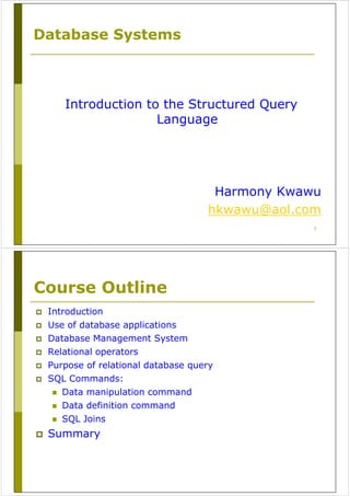 Introduction to the Structured Query Language SQL | PDF image.