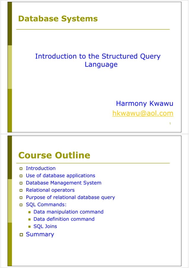 Introduction to the Structured Query Language SQL | PDF