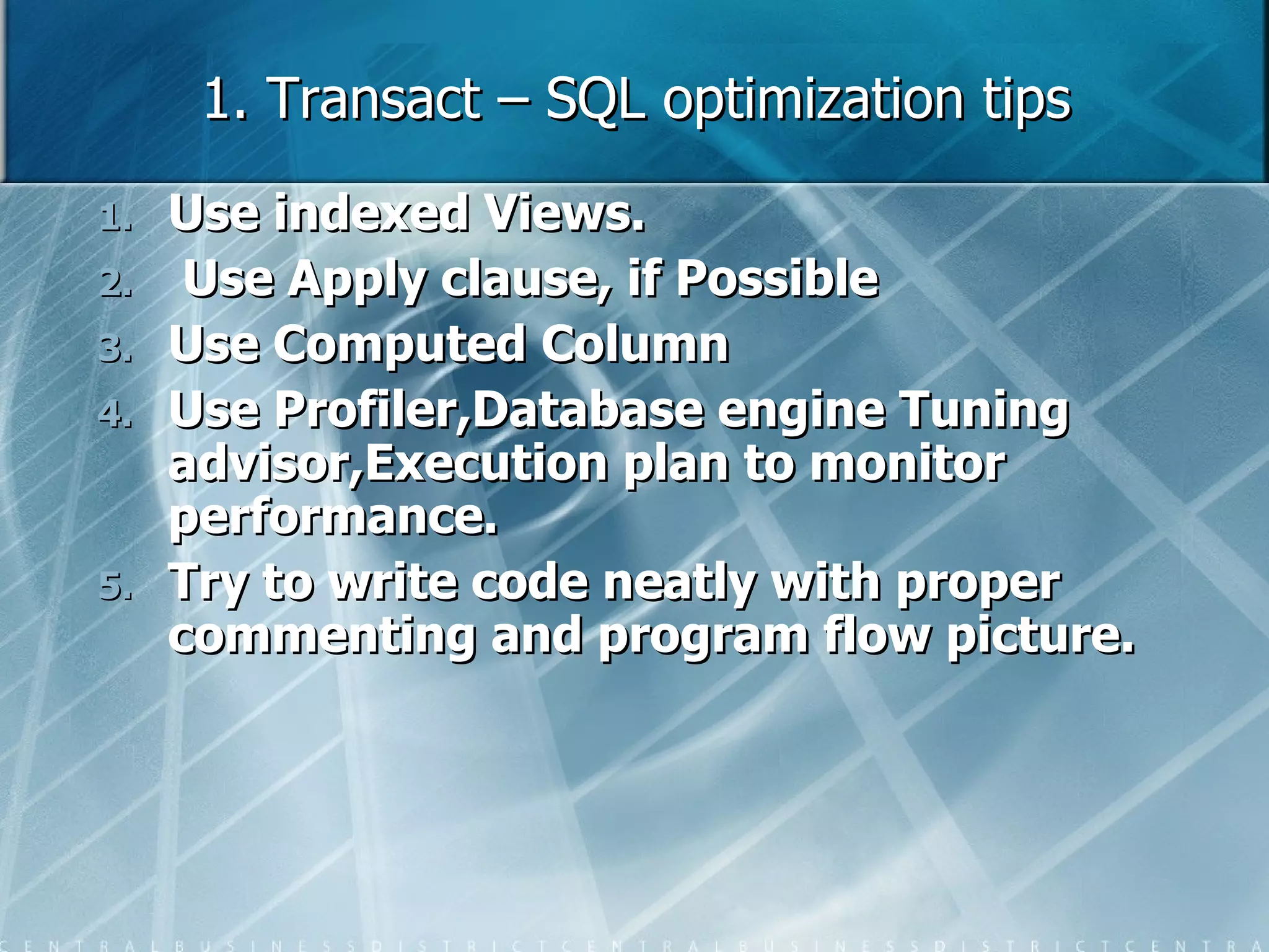 Sql db optimization | PPT