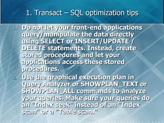 Sql db optimization | PPT