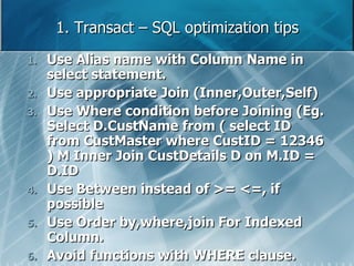 Sql db optimization | PPT