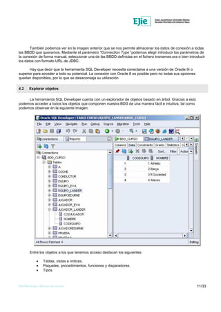 Sql developer. manual de usuario v1.2 | PDF