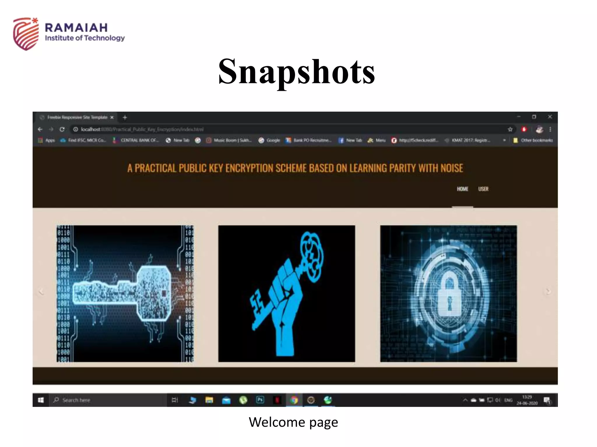 Snapshots
Welcome page
 
