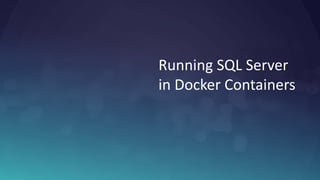 Running SQL Server
in Docker Containers
 
