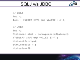 SQL, Embedded SQL, Dynamic SQL and SQLJ | PPTX