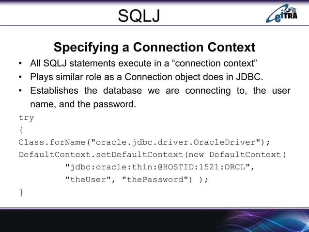 SQL, Embedded SQL, Dynamic SQL and SQLJ | PPTX