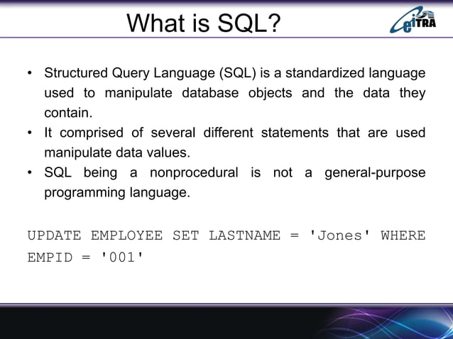 SQL, Embedded SQL, Dynamic SQL and SQLJ | PPT