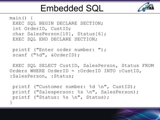 SQL, Embedded SQL, Dynamic SQL and SQLJ | PPTX
