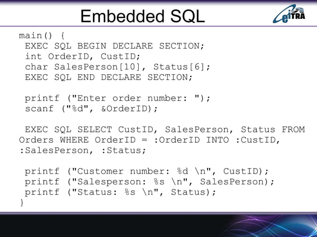 SQL, Embedded SQL, Dynamic SQL and SQLJ | PPT