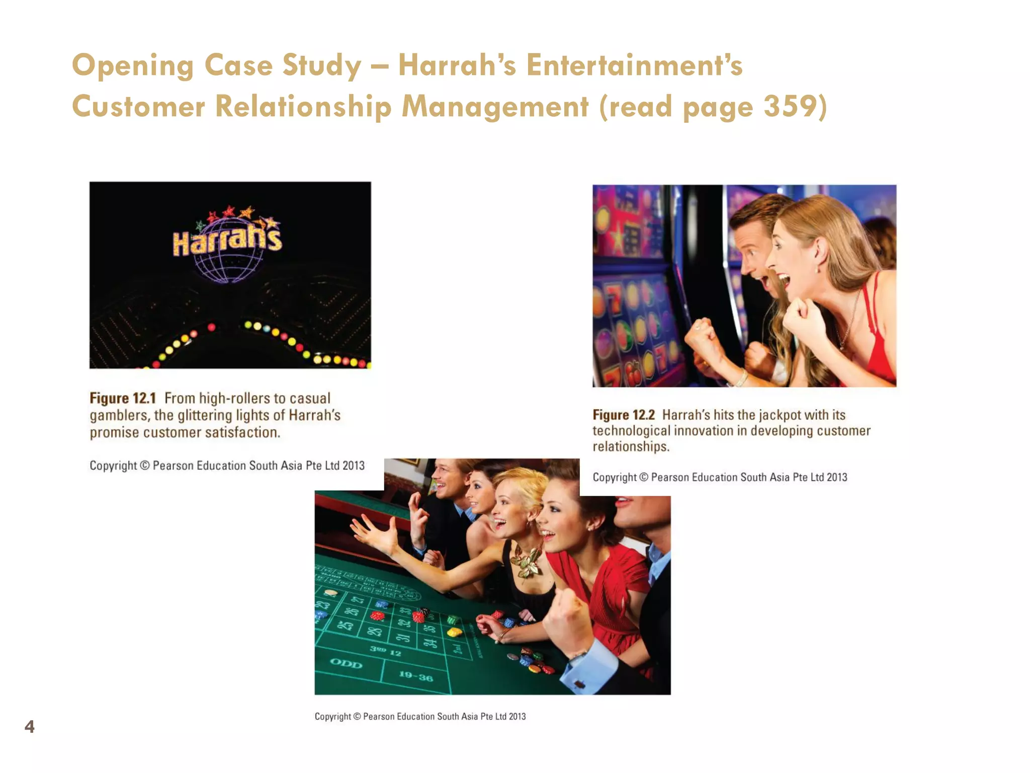 Opening Case Study – Harrah’s Entertainment’s
    Customer Relationship Management (read page 359)




4
 