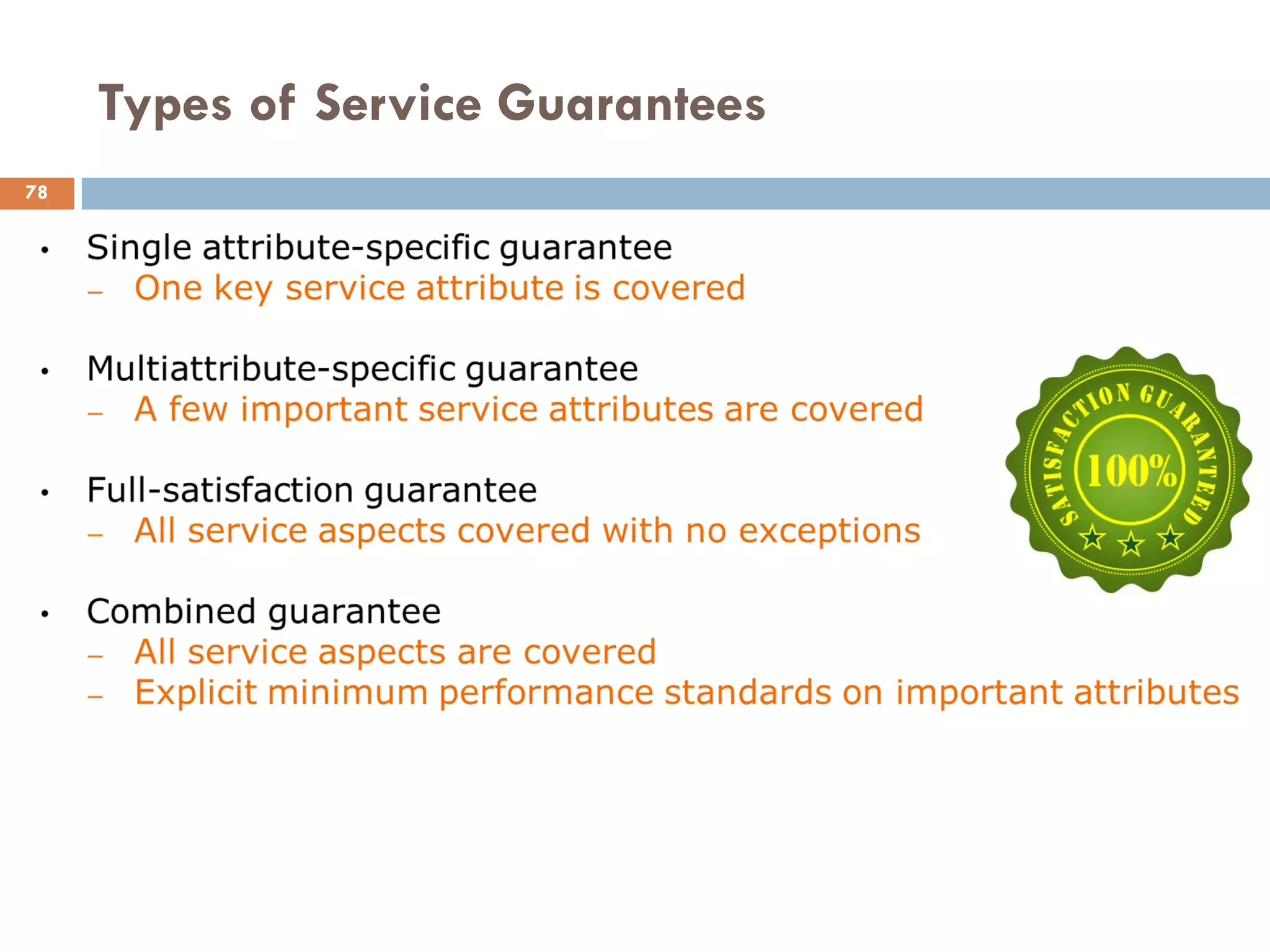 Types of Service Guarantees
78
 