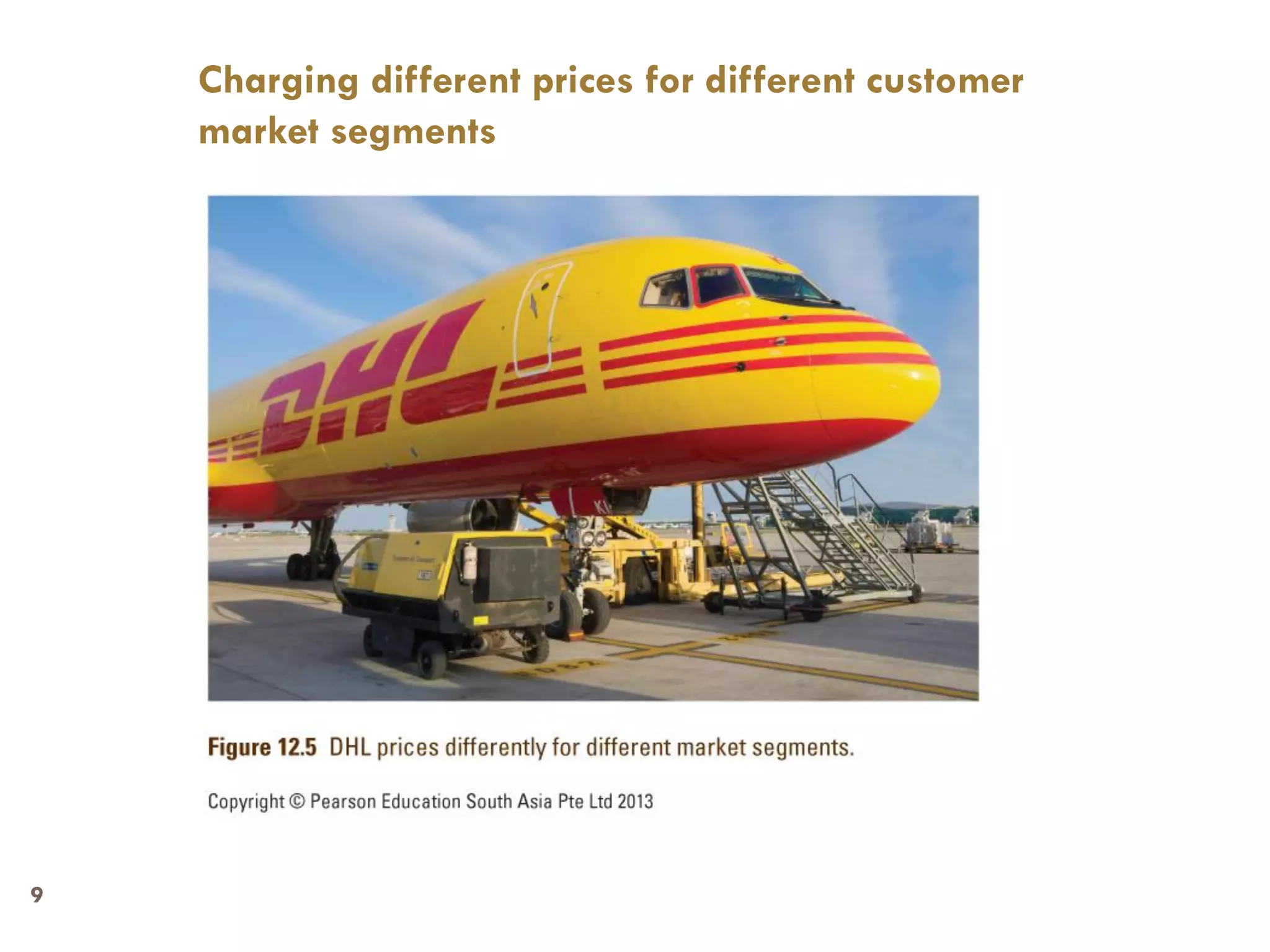 Charging different prices for different customer
    market segments




9
 