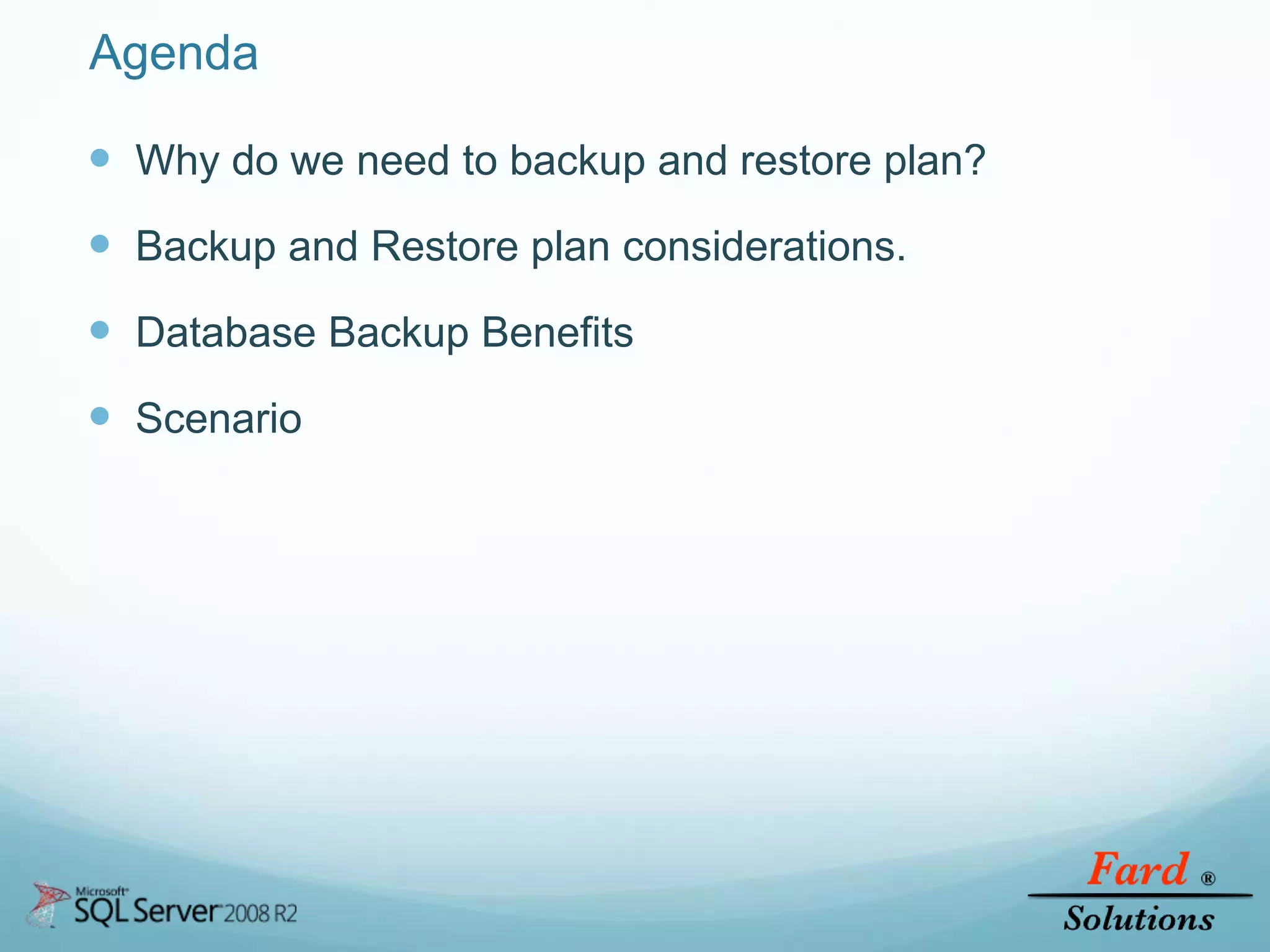 SQL Server Database Backup and Restore Plan | PPTX
