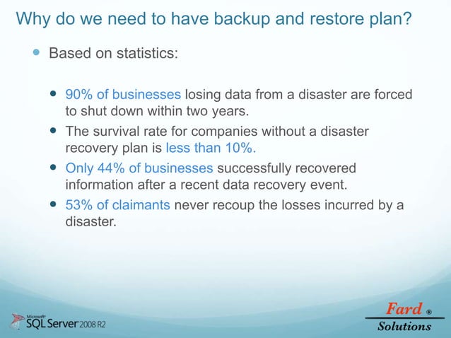 SQL Server Database Backup and Restore Plan | PPTX