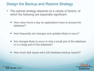 SQL Server Database Backup and Restore Plan | PPTX