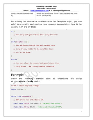 Sql exception and class notfoundexception | PDF image.