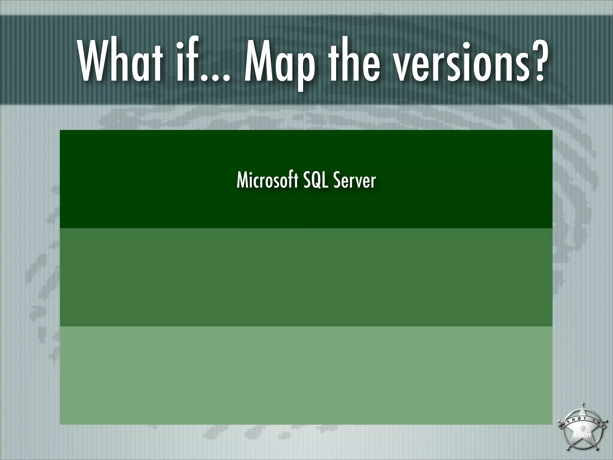 What if... Map the versions?
Microsoft SQL Server

 