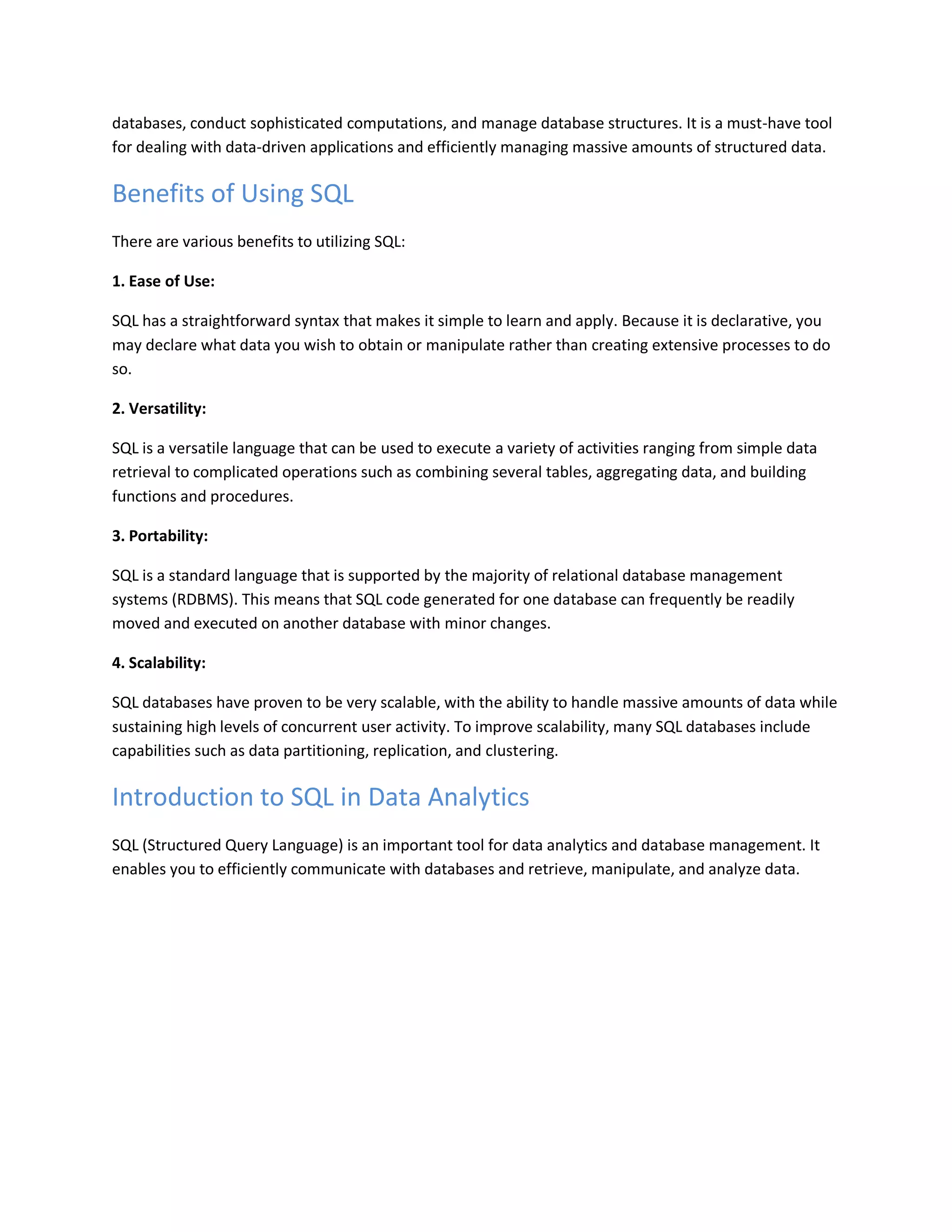 SQL for Data Analytics: Mastering Queries and Reporting with Training | PDF
