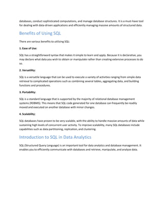 SQL for Data Analytics: Mastering Queries and Reporting with Training | PDF