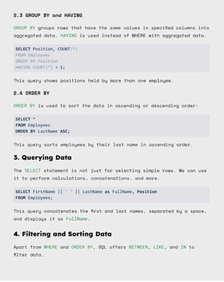 Basic to Advance SQL Notes for Data Analytics. | PDF