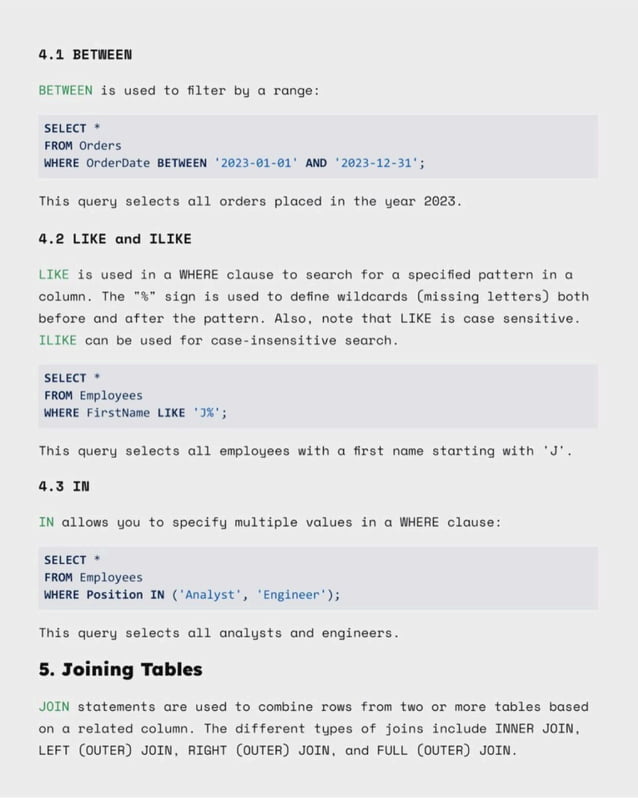 Basic to Advance SQL Notes for Data Analytics. | PDF