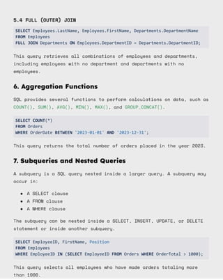 Basic to Advance SQL Notes for Data Analytics. | PDF
