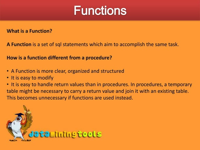MS SQLSERVER:Sql Functions And Procedures | PPT