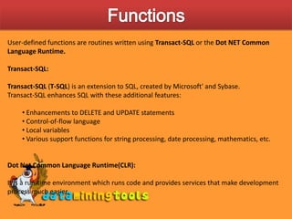 MS SQLSERVER:Sql Functions And Procedures | PPT