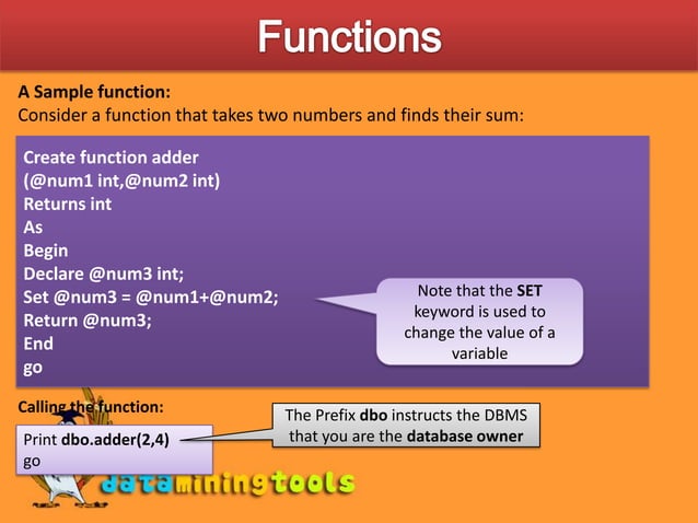 MS SQLSERVER:Sql Functions And Procedures | PPT