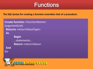 MS SQL SERVER: Sql Functions And Procedures | PPT