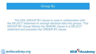 Group By, Order By, and Aliases in SQL | PPTX | Databases | Computer ...