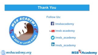 msbacademy.org
Follow Us:
/msbacademy
/msb academy
/msb_academy
/msb_academy
Thank You
 