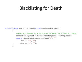 Blacklisting for Death

 