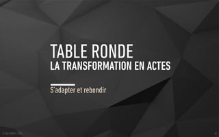 S’adapter et rebondir
TABLE RONDE
LA TRANSFORMATION EN ACTES
© SQLI GROUP | 2016 40
 