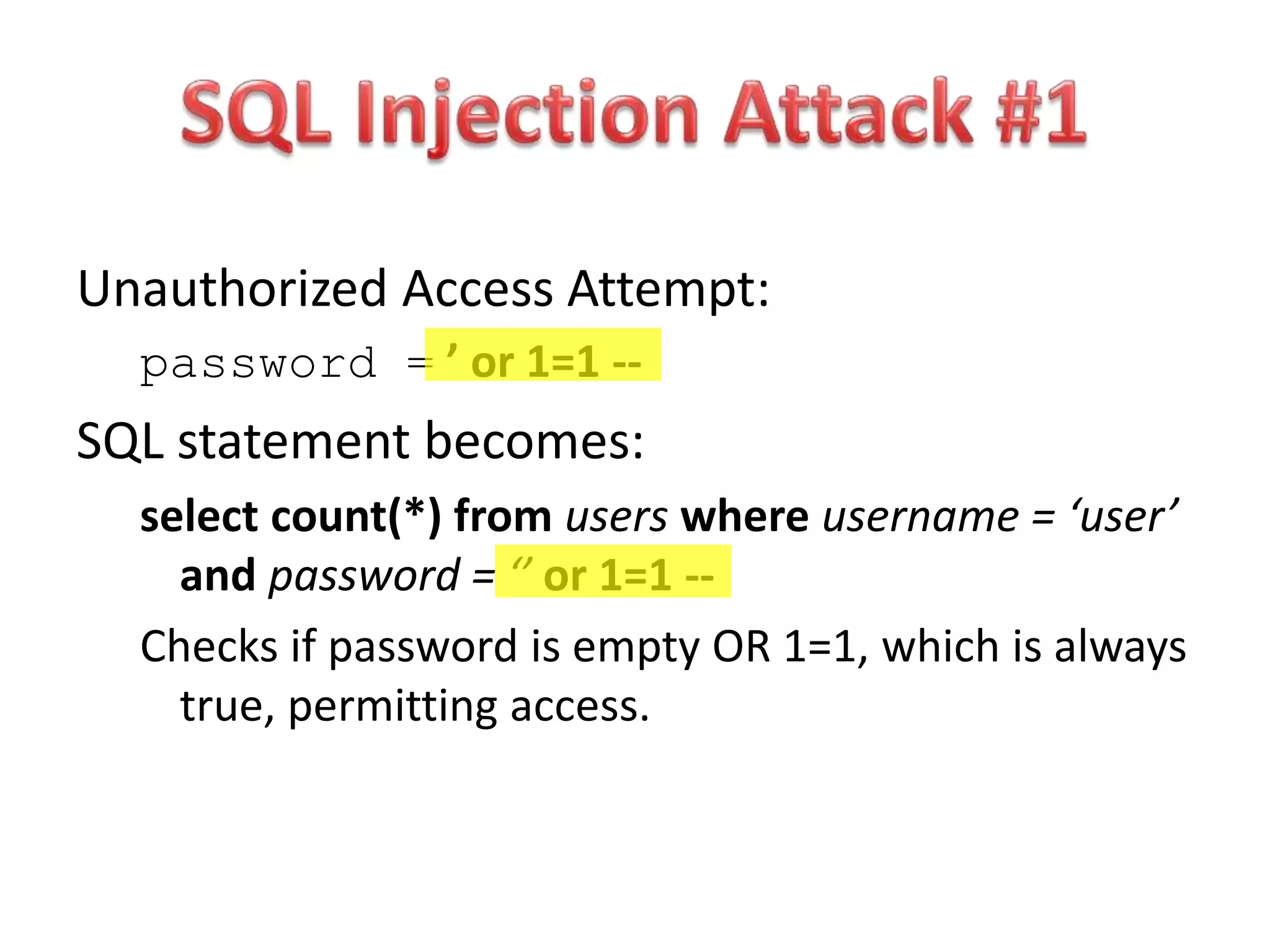 SQL INJECTION | PPTX | Databases | Computer Software and Applications