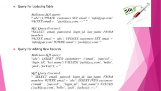  Query for Updating Table
 Query for Adding New Records
 