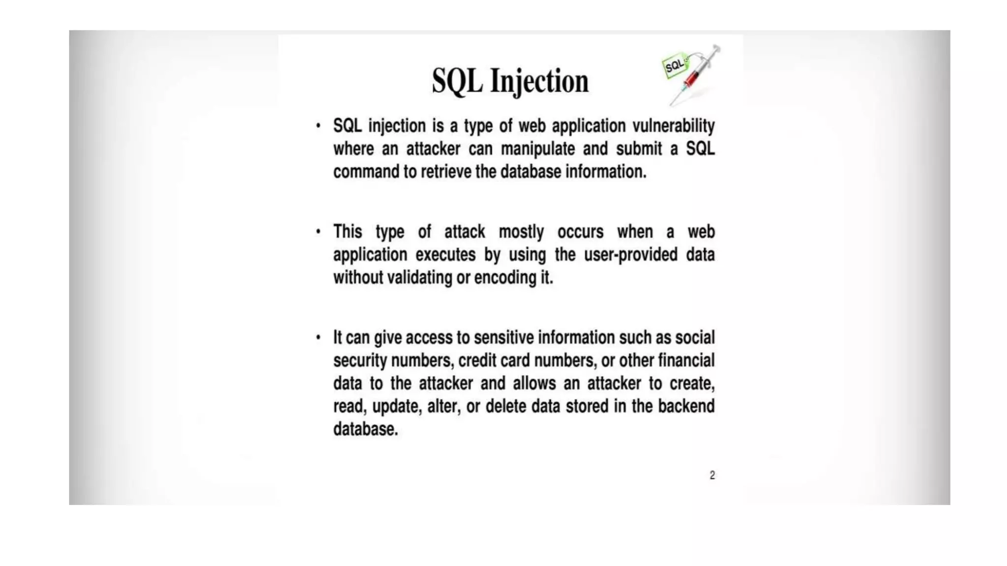 sql injection and prevention | PPT | Free Download