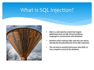 SQL Injection Introduction and Prevention | PPTX