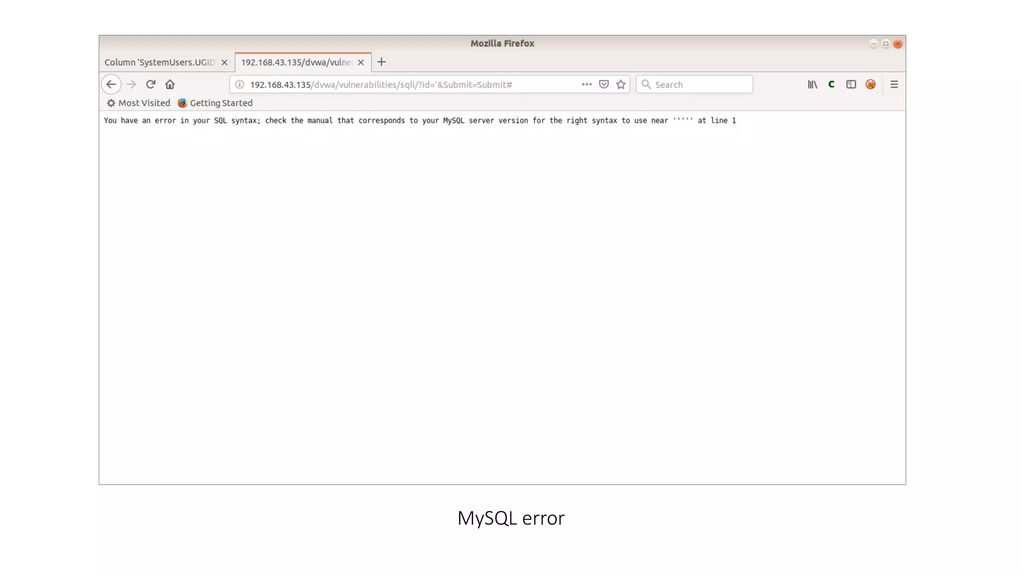 MySQL error 