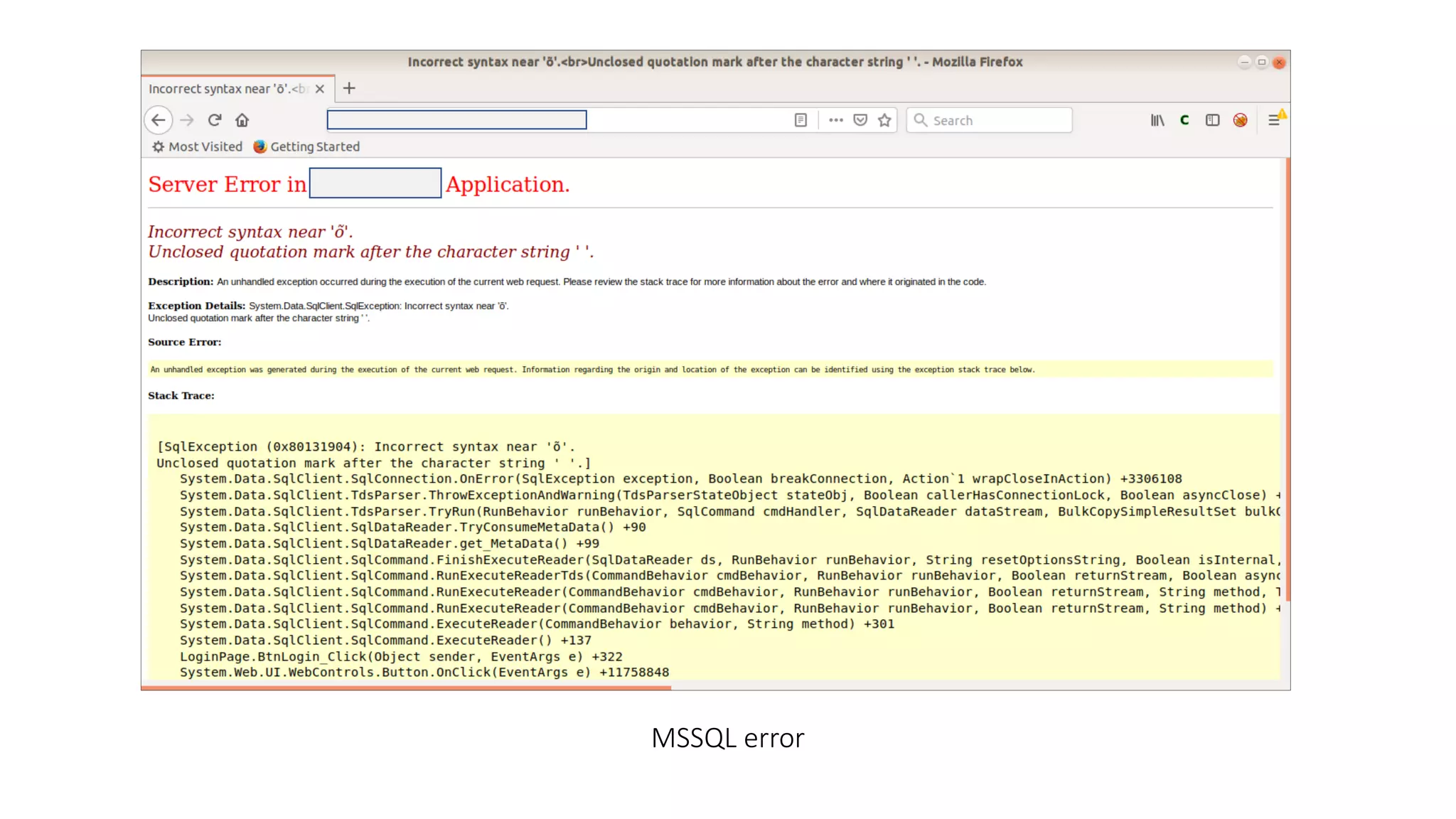 MSSQL error 