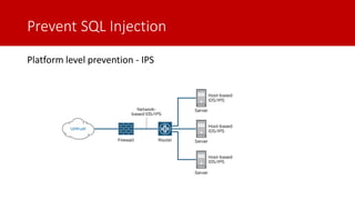Prevent SQL Injection
Platform level prevention - IPS
 