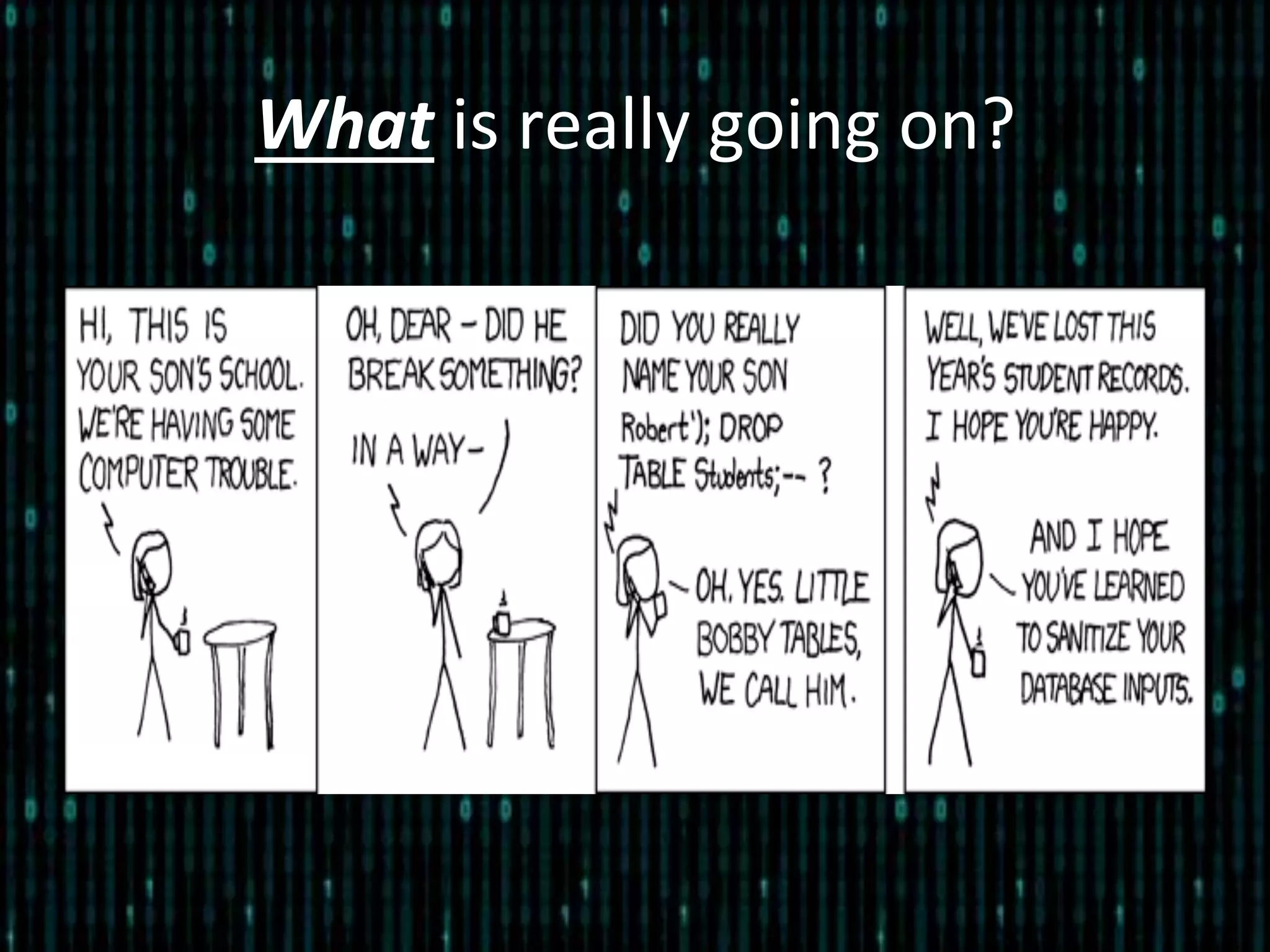 What	
  is	
  really	
  going	
  on?	
  
 