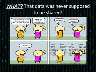 WHAT?	
  That	
  data	
  was	
  never	
  supposed	
  
to	
  be	
  shared!	
  
 