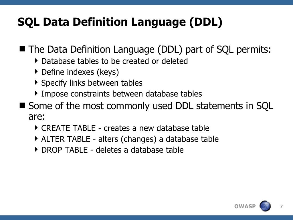 Sql data tool. Data Definition language - DDL. Constraint SQL. Расширение DDL. DDL запросы.