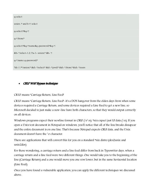 sql injection bypassing hand book blackrose 19