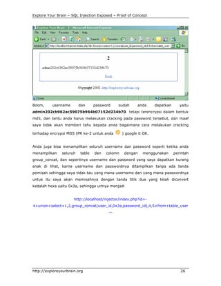 Sql injection exposed proof of concept | PDF
